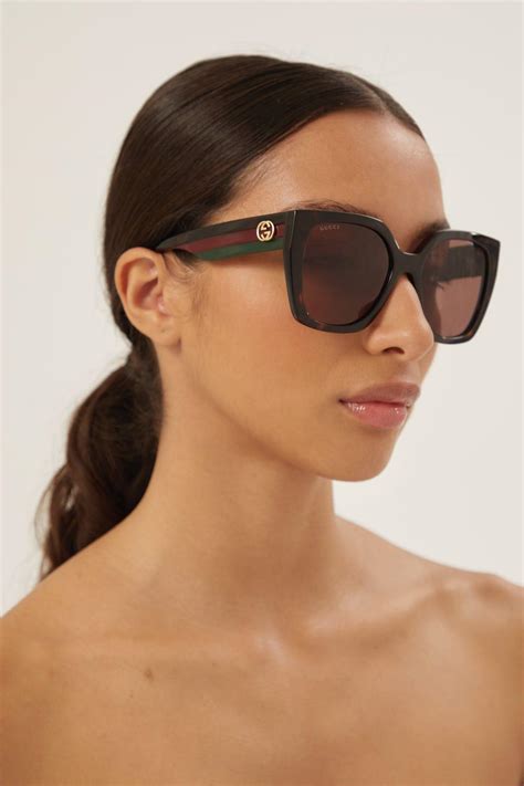 gucci 56mm square sunglasses havana|gucci women's urban sunglasses havana.